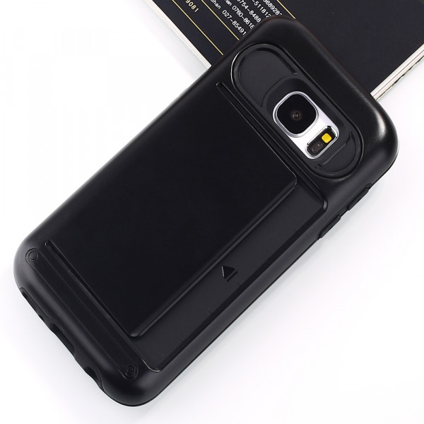 Wholesale Samsung Galaxy S7 Card Slots Hybrid Case (Black)